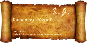 Korponay József névjegykártya